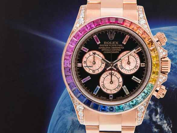  Rolex Daytona Cosmograph Daytona Rose Gold Diamond After Set Rainbow Bezel </h1> 