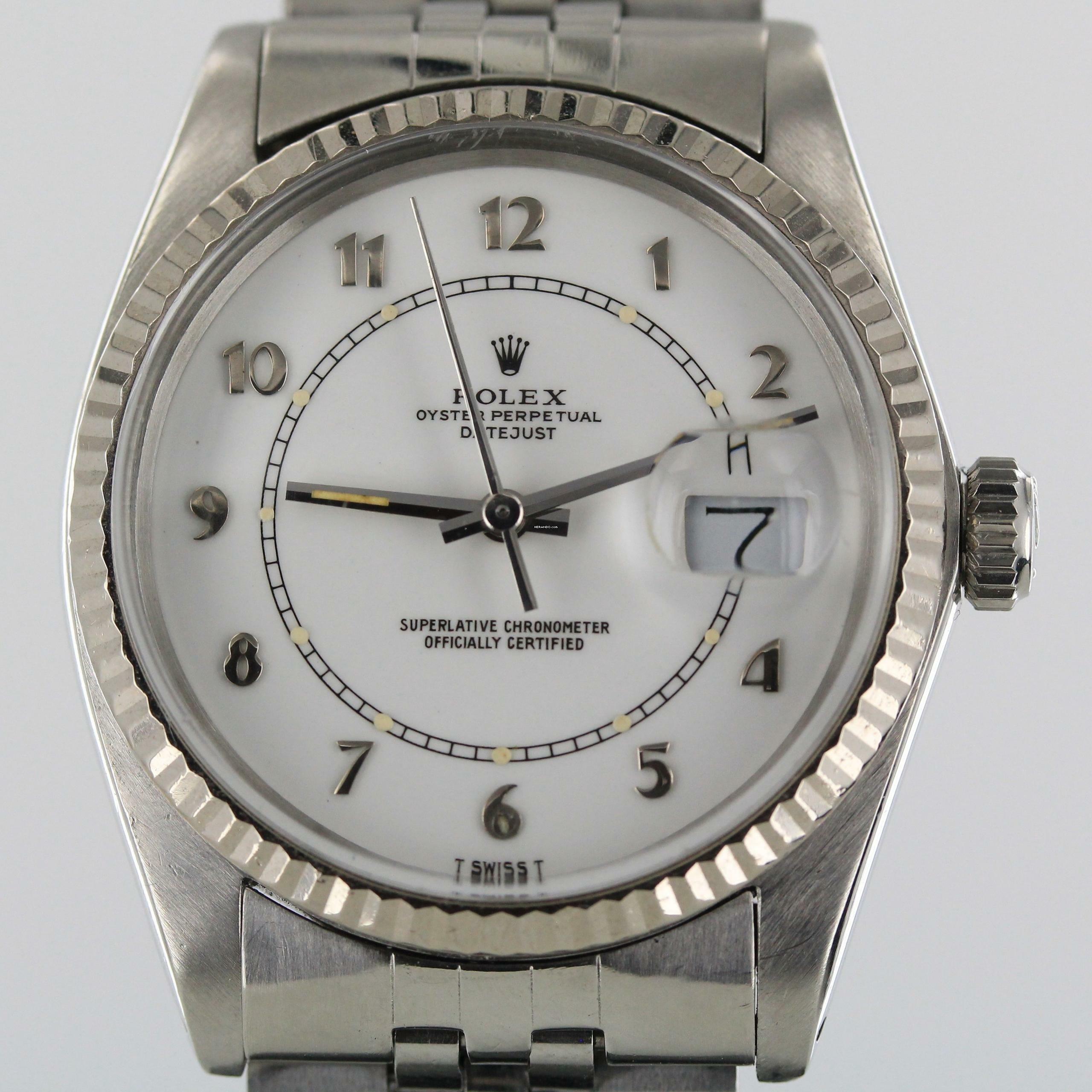  Rolex Datejust 36 1986//36MM//VINTAGE//ARABIC WHITE DIAL//REF. 16014 # 653 