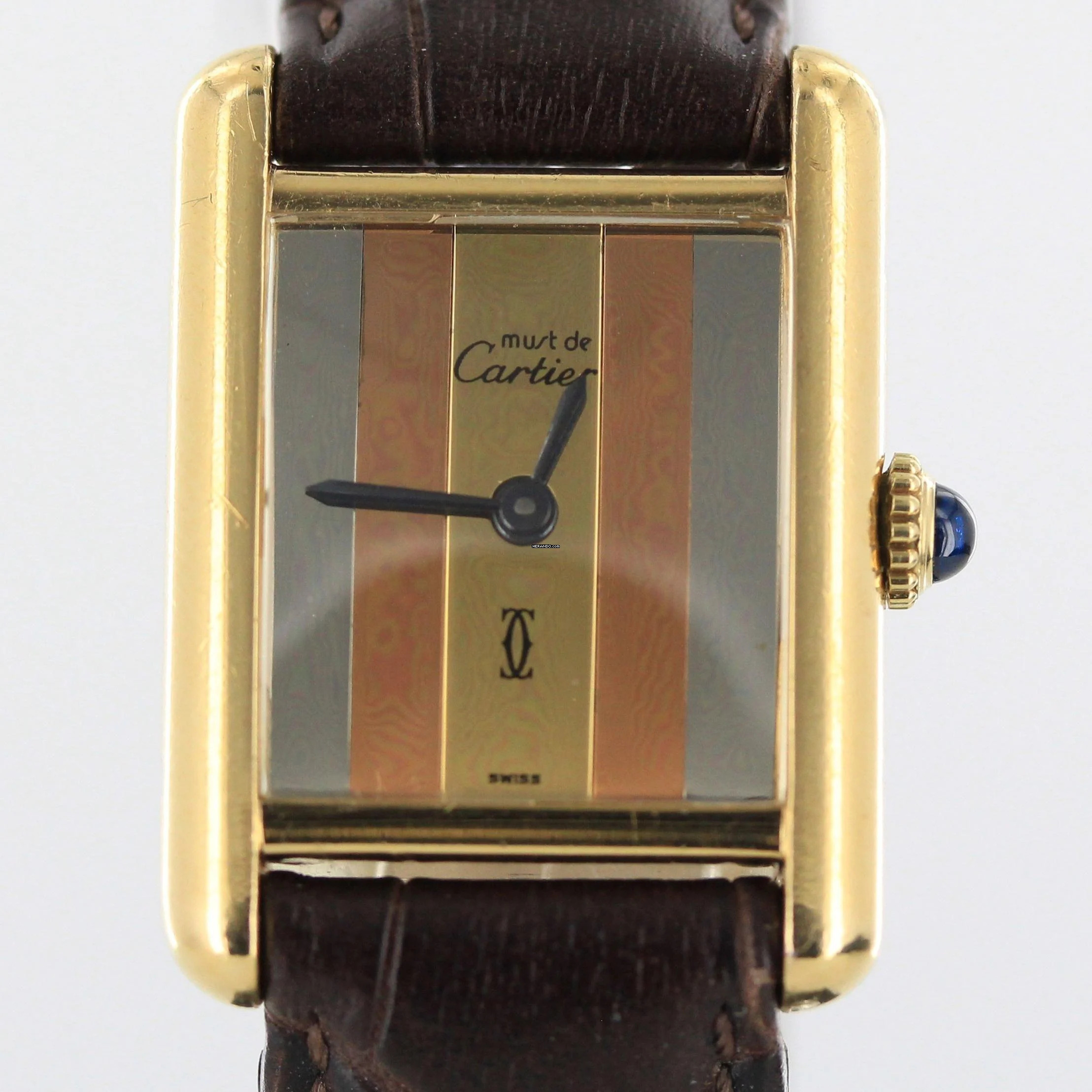  Cartier Tank Vermeil VERMEIL//TRINITY DIAL//925 SILVER/GOLD PLATED # 635 