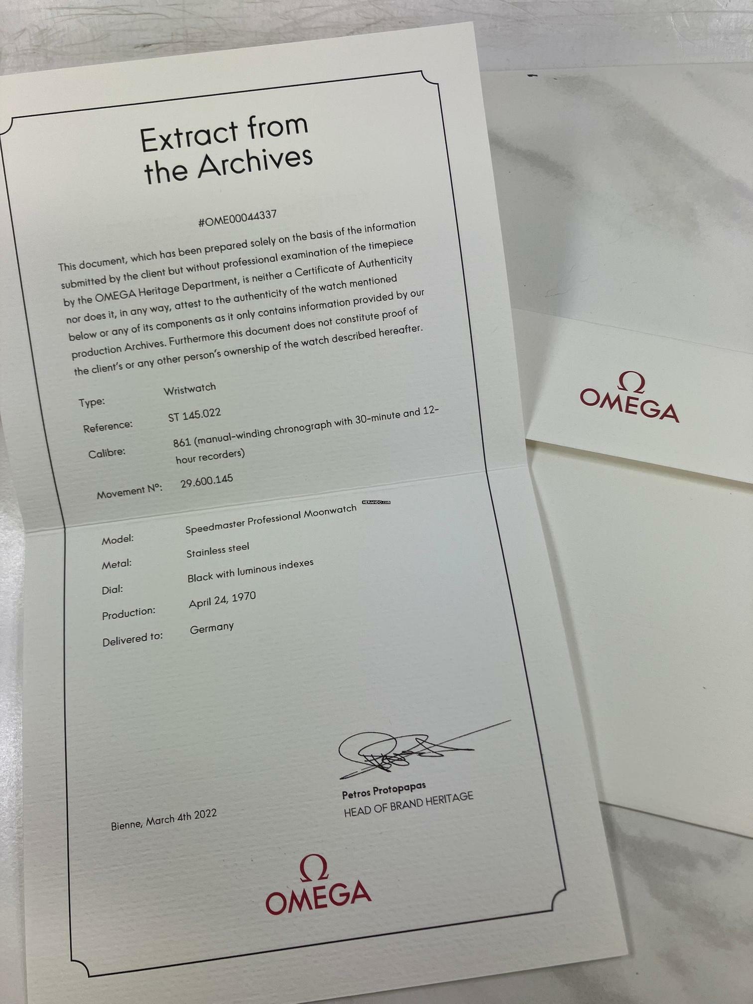 Thumbnail von Omega Speedmaster Professional Moonwatch Moon ST145.022-69 Dot '90