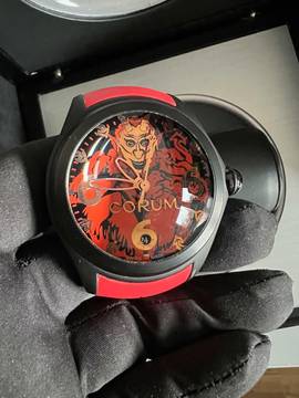  Corum Bubble Big Bubble 52 Diablo Red Dial Titanium Automatik 3x die 6 auf den Zifferblatt 666  