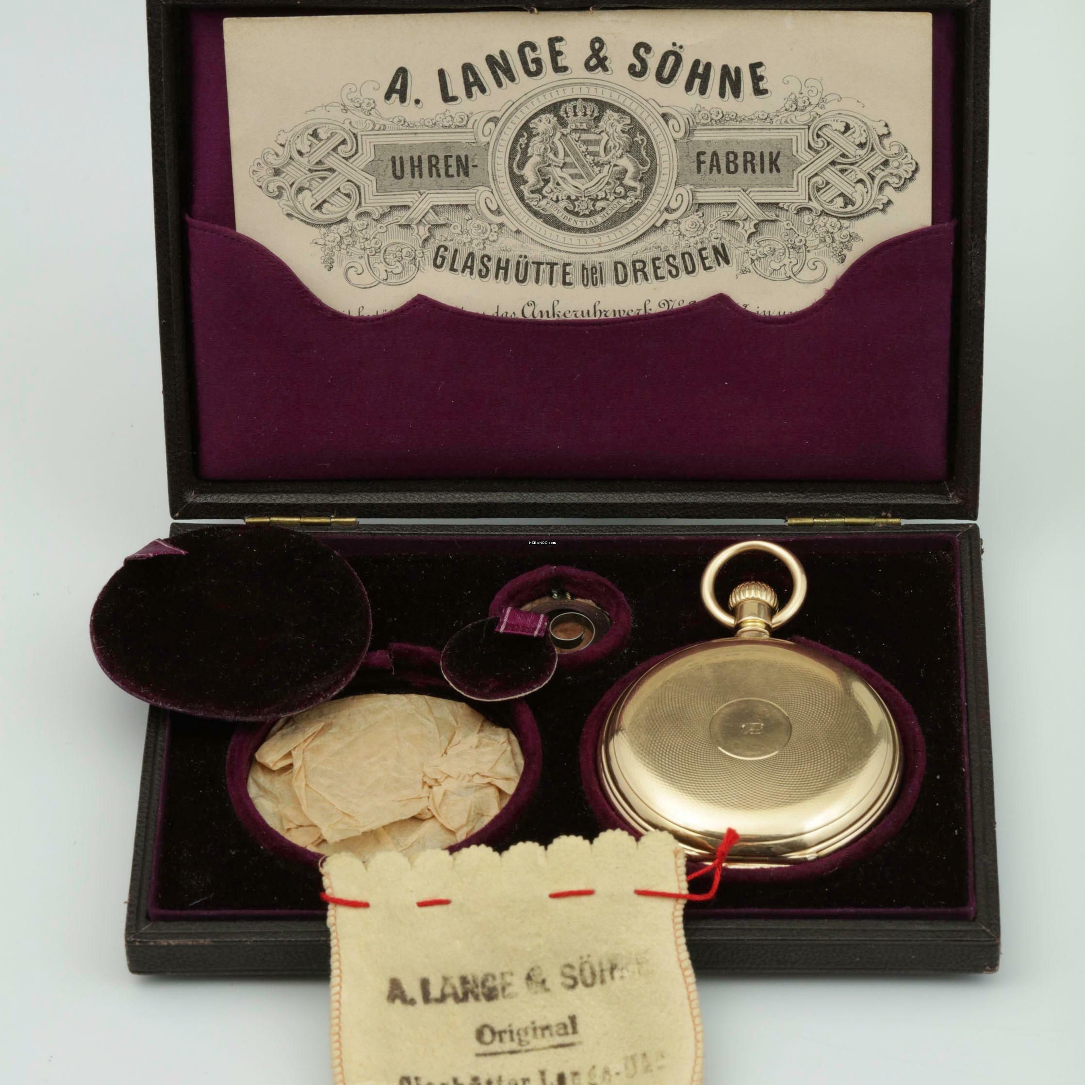 Thumbnail von A. Lange & Söhne Full Set“ 18k Gold qualität 1A Taschenuhr Seconde Morte um 1886 Sehr Selten </h1>