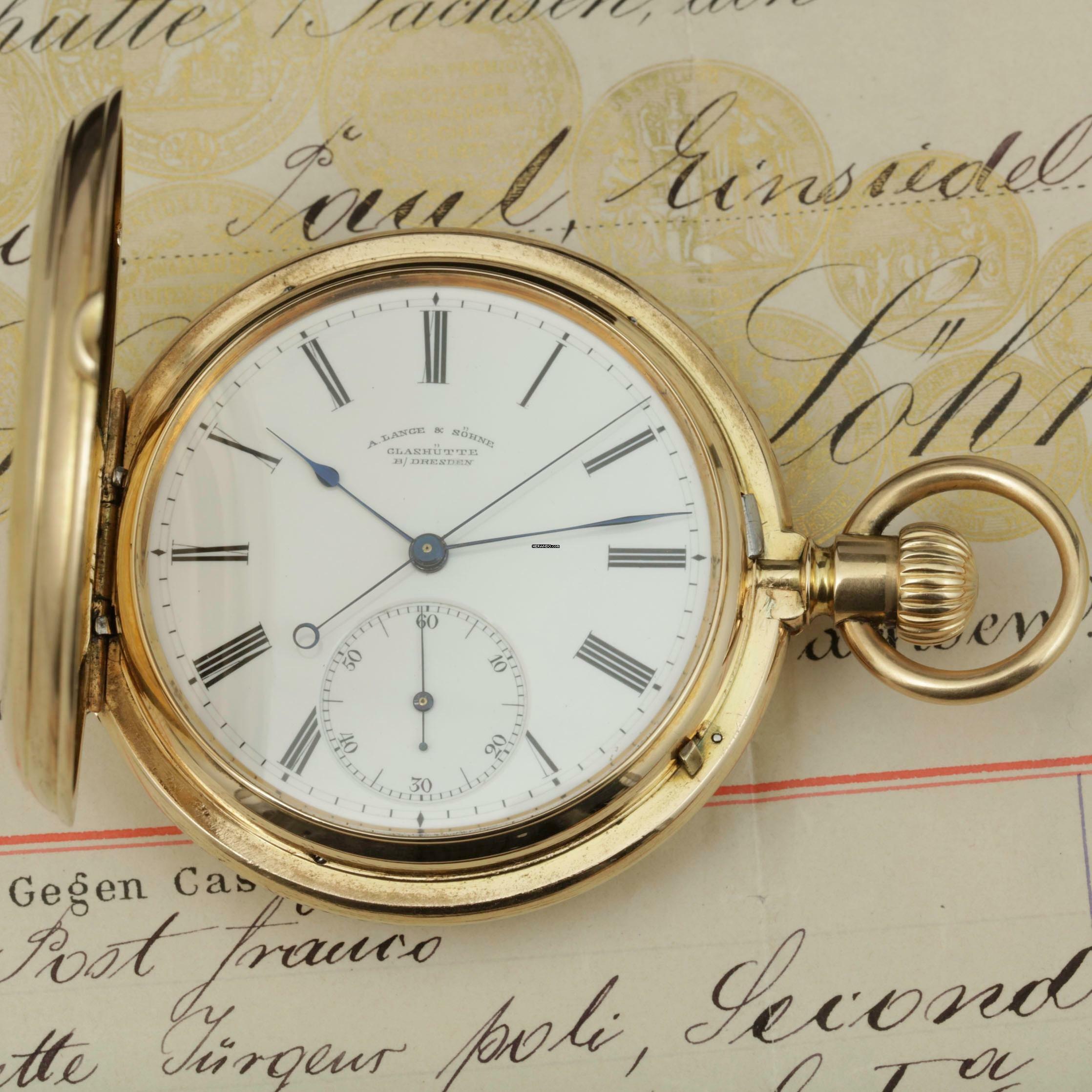 Thumbnail von A. Lange & Söhne Full Set“ 18k Gold qualität 1A Taschenuhr Seconde Morte um 1886 Sehr Selten </h1>