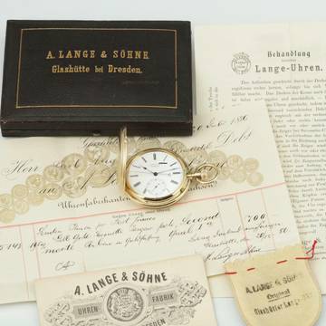  A. Lange & Söhne Full Set“ 18k Gold qualität 1A Taschenuhr Seconde Morte um 1886 Sehr Selten </h1> 