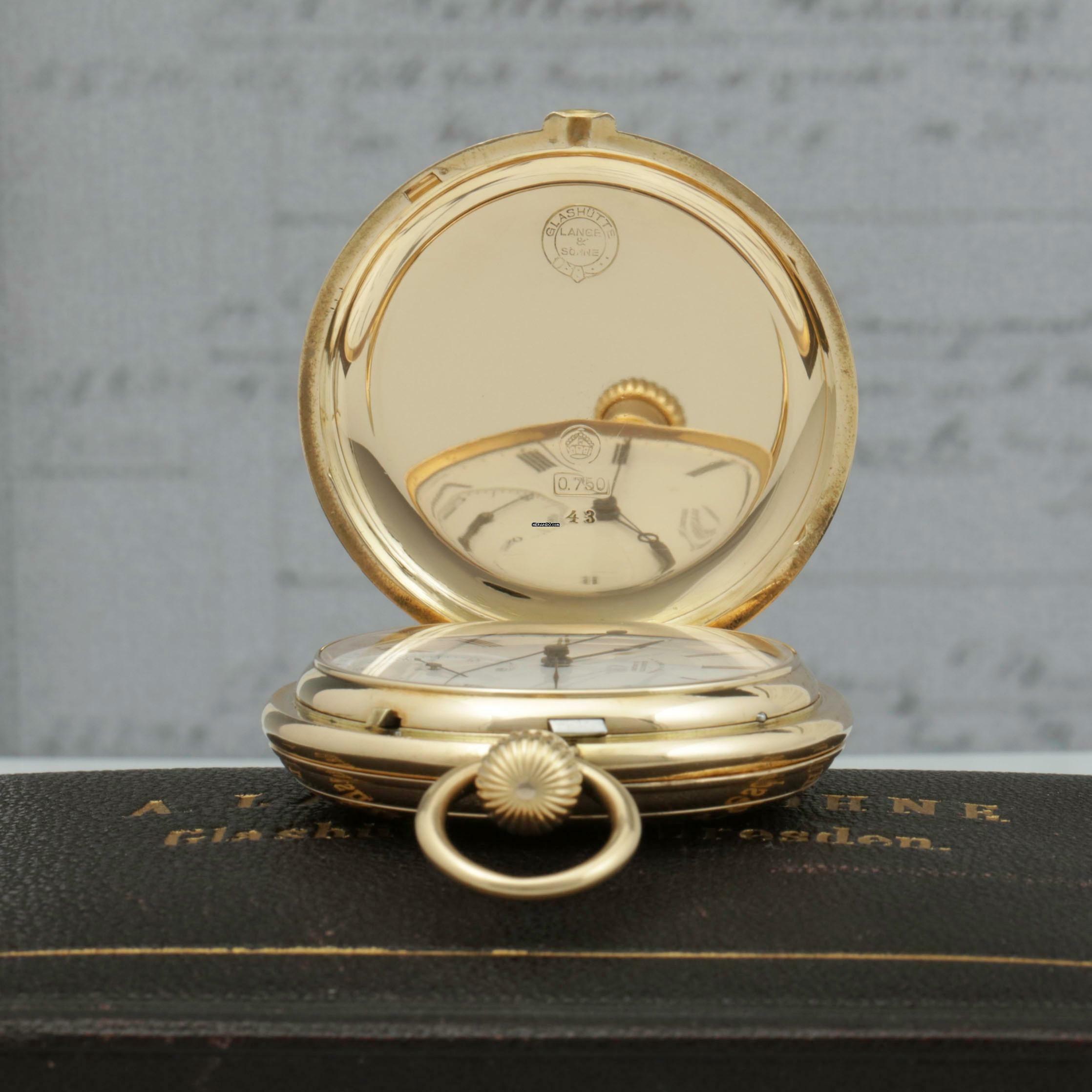 Thumbnail von A. Lange & Söhne Full Set“ 18k Gold qualität 1A Taschenuhr Seconde Morte um 1886 Sehr Selten </h1>