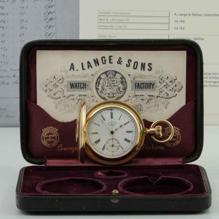  A. Lange & Söhne 18k Gold ½ Savonette mit Chronograf Diamant Original Box und Zertifikat 1890. </h1> 