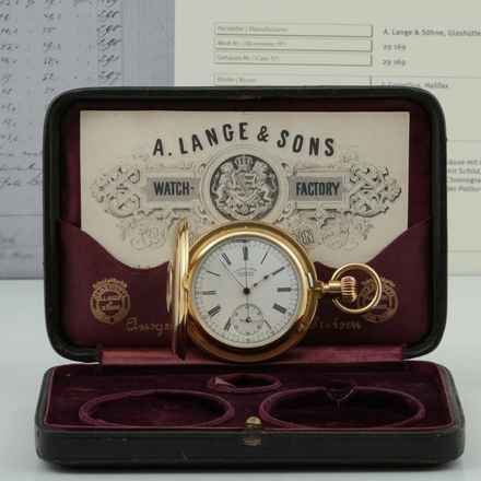 A. Lange & Söhne 18k Gold ½ Savonette mit Chronograf Diamant Original Box und Zertifikat 1890. </h1> 