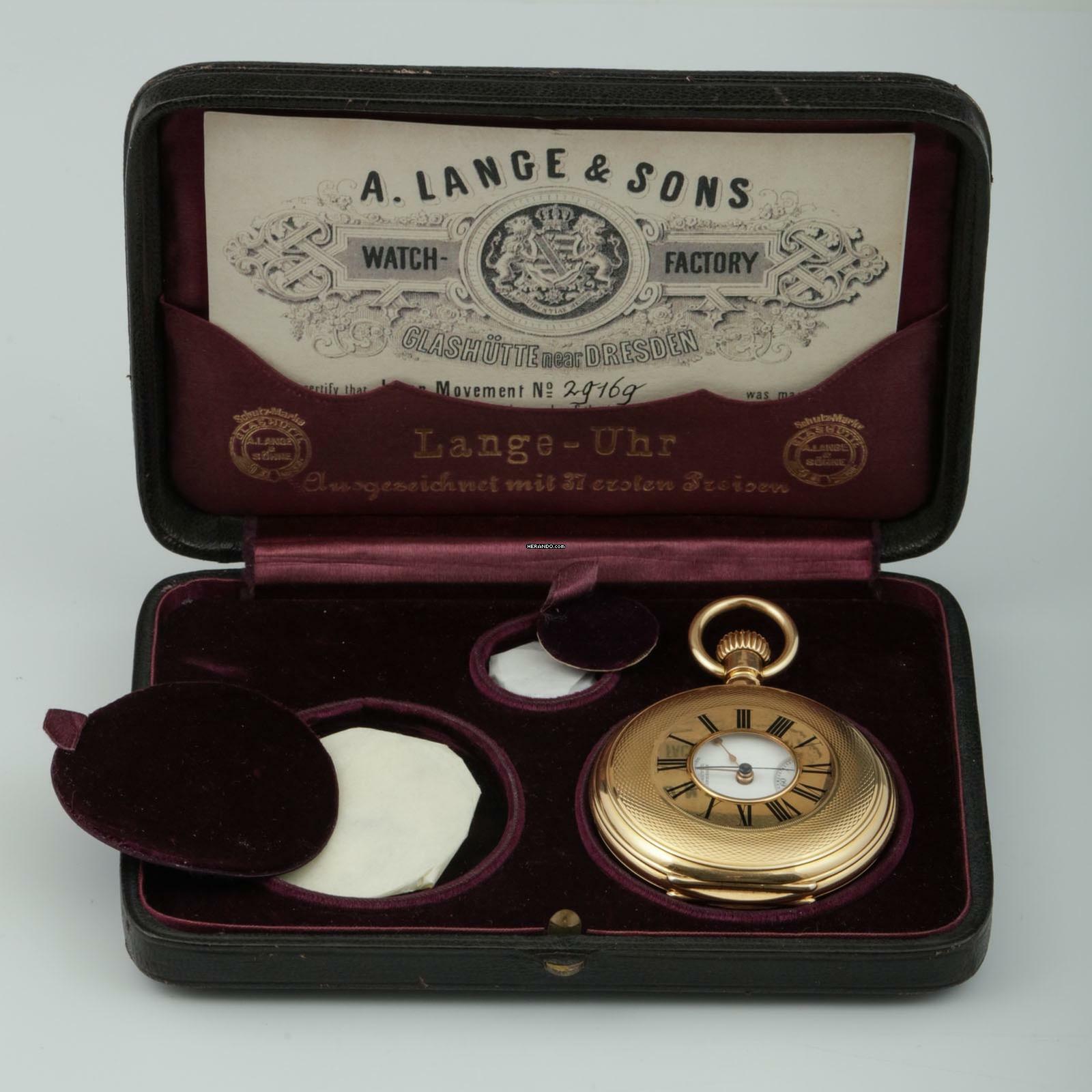 Thumbnail von A. Lange & Söhne 18k Gold ½ Savonette mit Chronograf Diamant Original Box und Zertifikat 1890. </h1>