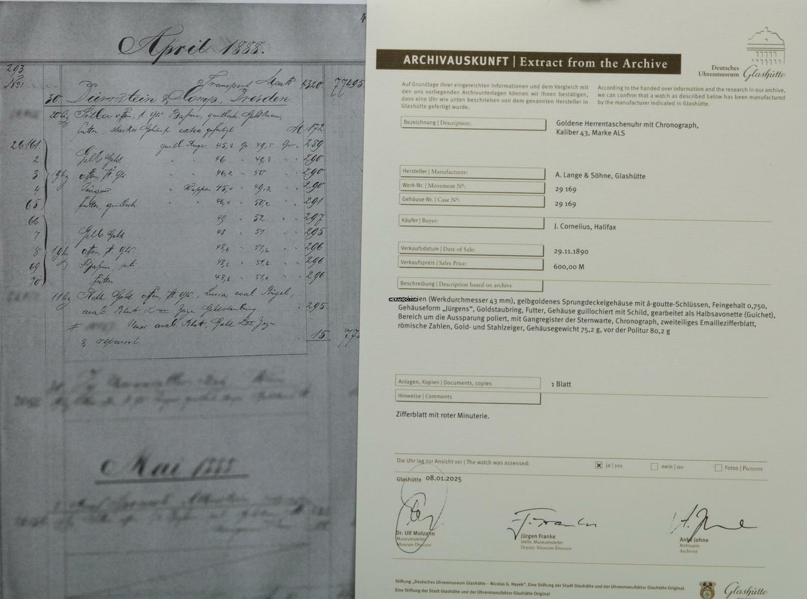 Thumbnail von A. Lange & Söhne 18k Gold ½ Savonette mit Chronograf Diamant Original Box und Zertifikat 1890. </h1>