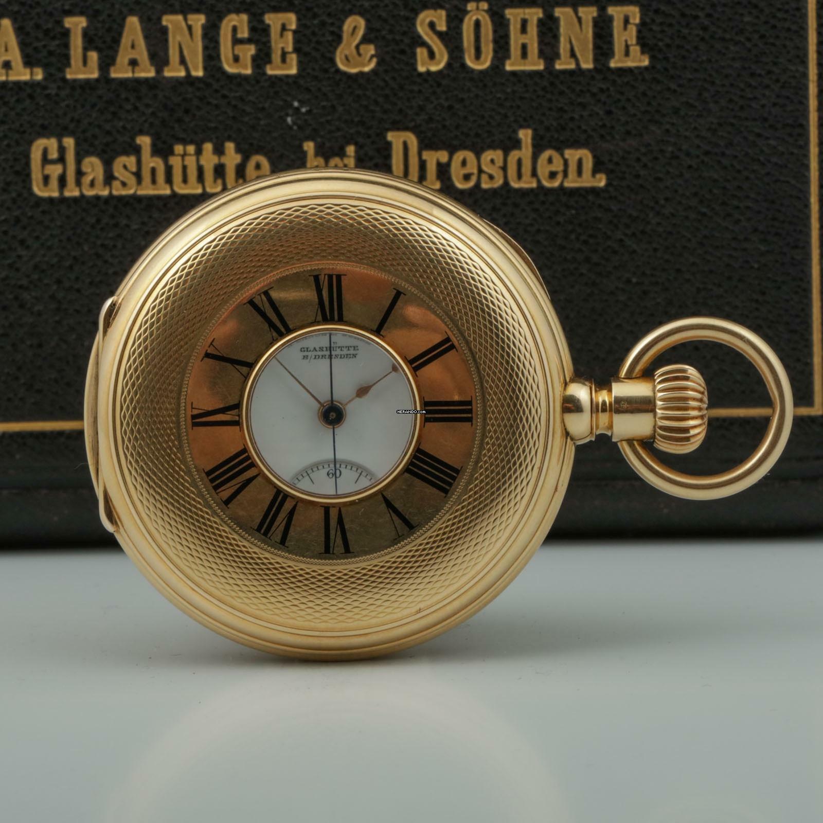 Thumbnail von A. Lange & Söhne 18k Gold ½ Savonette mit Chronograf Diamant Original Box und Zertifikat 1890. </h1>
