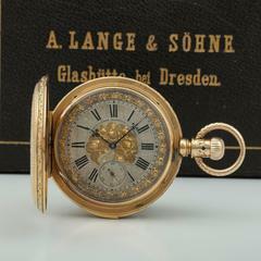Thumbnail von A. Lange & Söhne 150g 18k Louis XV. Renaissance Savonette Taschenuhr ¼ Repetition Orign Box 1882 </h1>