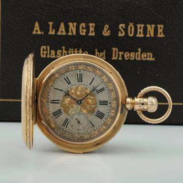  A. Lange & Söhne 150g 18k Louis XV. Renaissance Savonette Taschenuhr ¼ Repetition Orign Box 1882 </h1> 