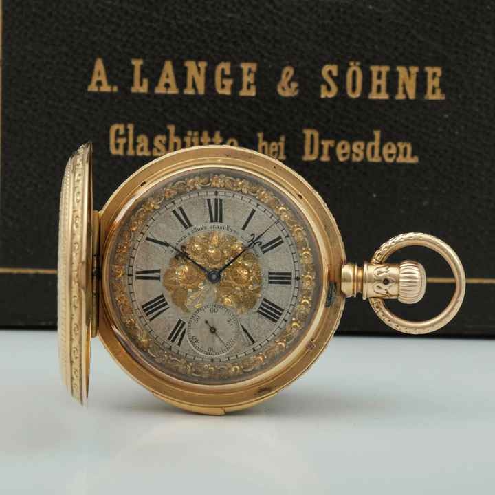  A. Lange & Söhne 150g 18k Louis XV. Renaissance Savonette Taschenuhr ¼ Repetition Orign Box 1882 </h1> 