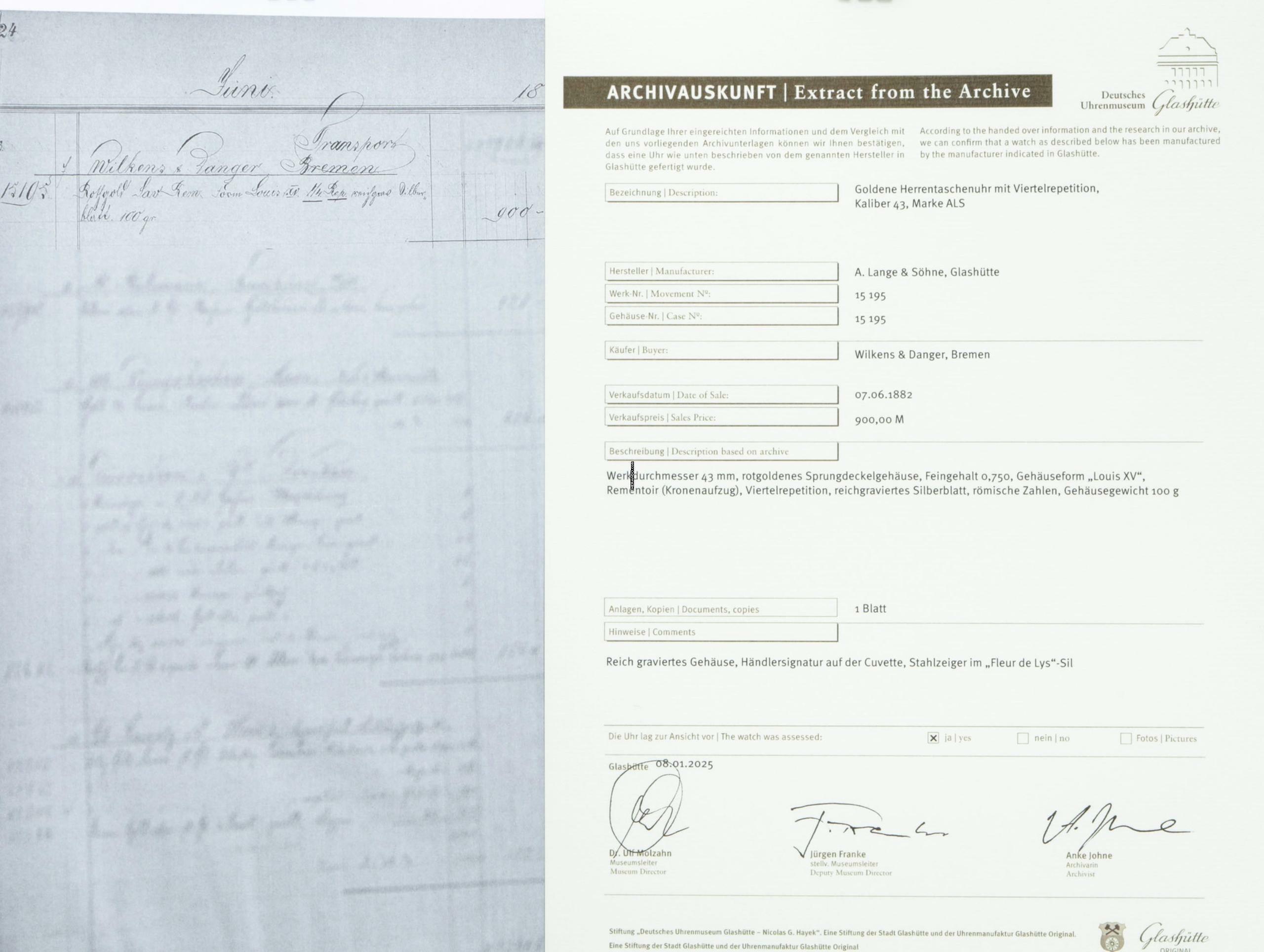 Thumbnail von A. Lange & Söhne 150g 18k Louis XV. Renaissance Savonette Taschenuhr ¼ Repetition Orign Box 1882 </h1>