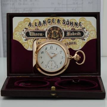  A. Lange & Söhne Ungetragene 58mm/159g Anker Chronometer Original Box zertifikat 18k Gold 1901  