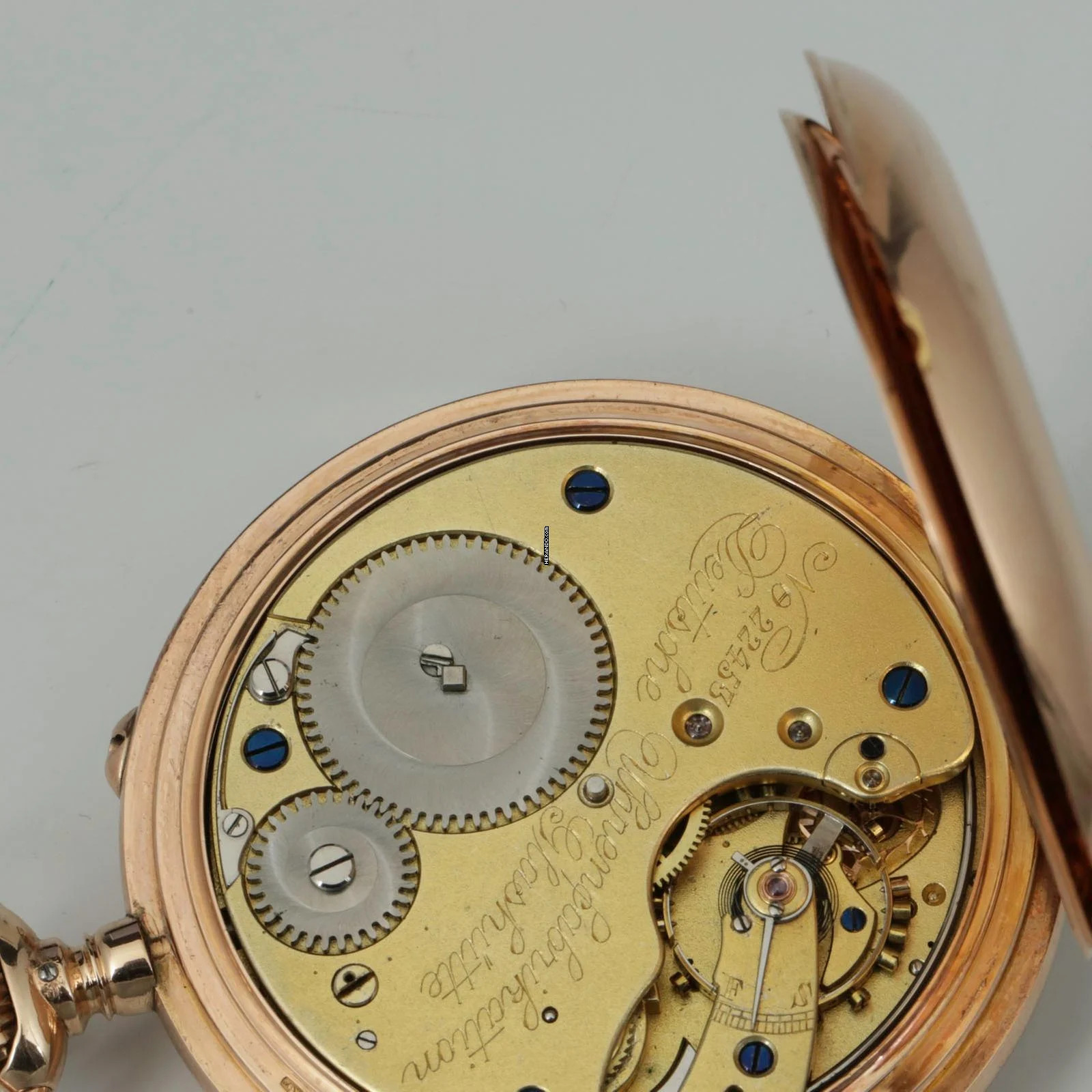 Thumbnail von A. Lange & Söhne Full Set14k Gold Taschenuhr ¼ Repetition Original Etui Garantiekarte 1885