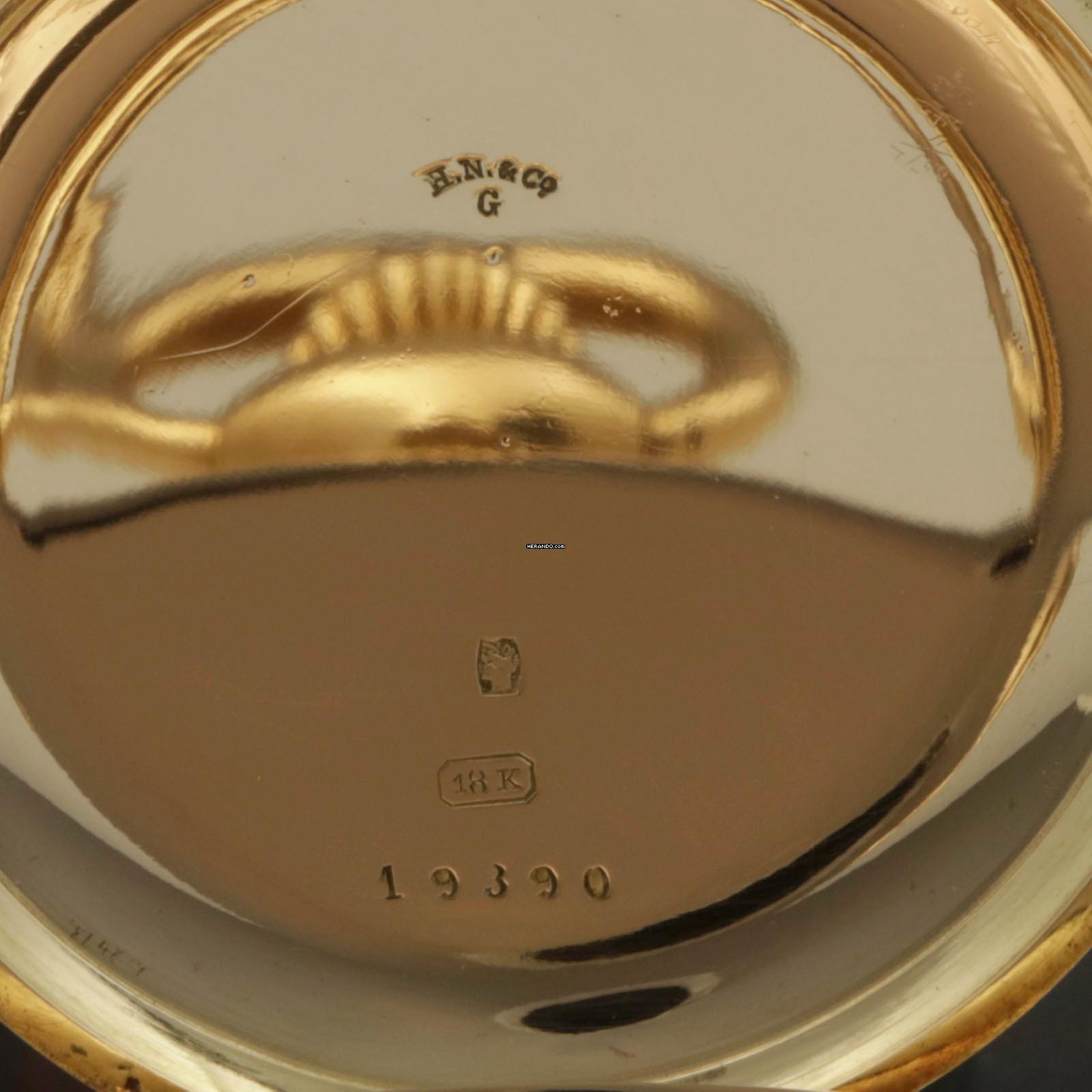 Thumbnail von Haas Nevaux & Cie. 18k. Gold Taschenuhr 36j Minutenrepetition Split-Sekunde Chronograph und Box 1905