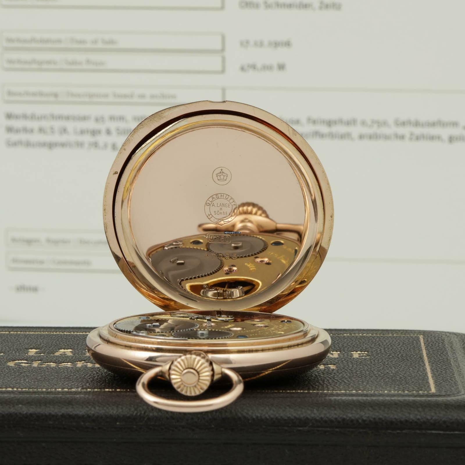 Thumbnail von A. Lange & Söhne 55mm Gr 130g schwere Qualität 1A Taschenuhr 18k Gold mit Box & Zertifikat 1906 </h1>