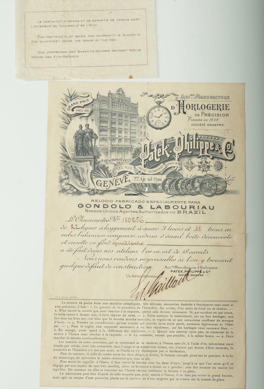 Thumbnail von Patek Philippe Gondolo Mint 56mm Chronometro Gondolo 18k Gold mit Original-Box um 1914. Full Set Box und Papiere