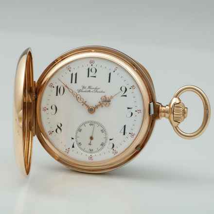  Richard Glaeser Glashütter Rarität 1A 18k Gold Taschenuhr Reseller Eduard Fleischer Glashütte & Dresden 