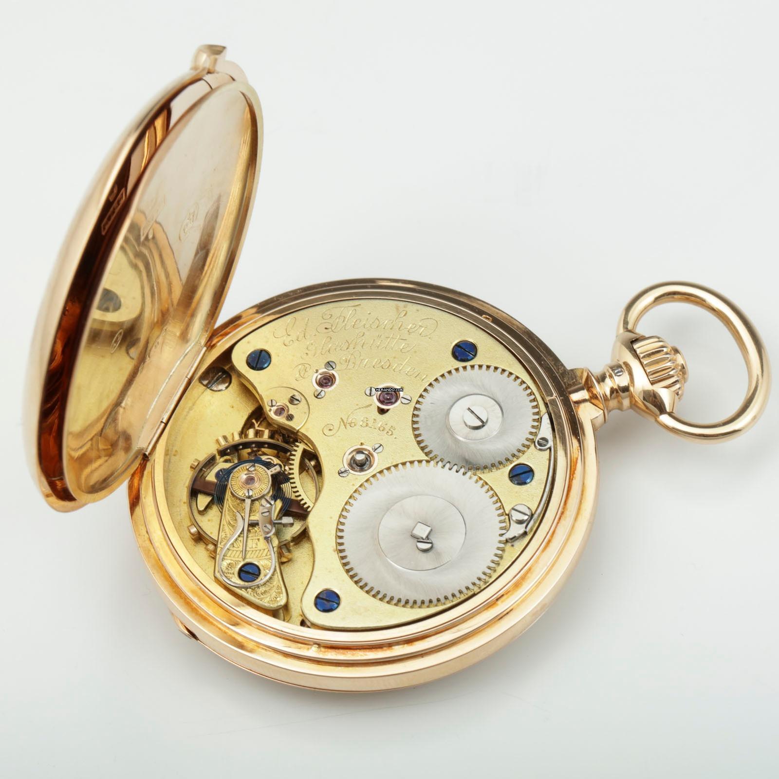 Thumbnail von Richard Glaeser Glashütter Rarität 1A 18k Gold Taschenuhr Reseller Eduard Fleischer Glashütte & Dresden