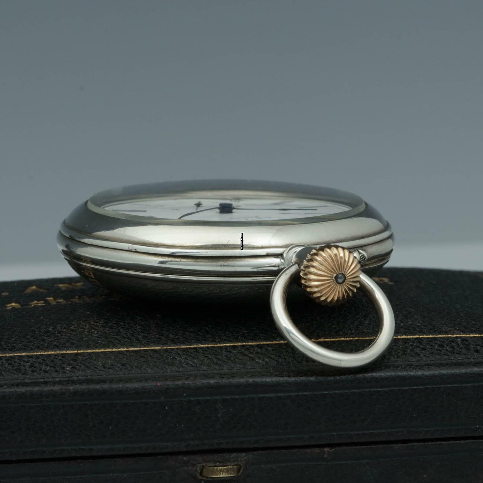 Thumbnail von A. Lange & Söhne neuwertige Silber Taschenuhr 1A Original Etui Gangschein der Sternwarte 1893 </h1>