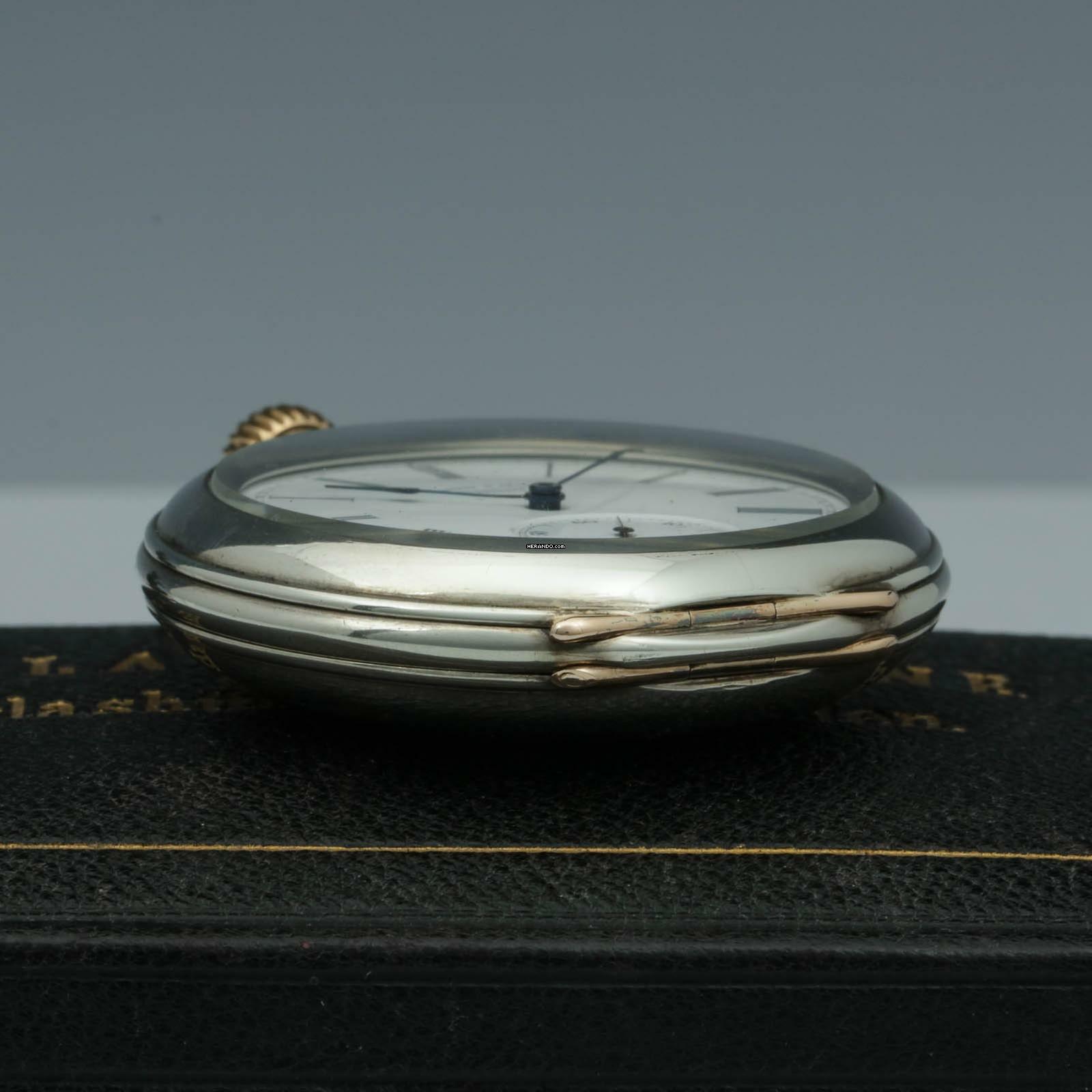 Thumbnail von A. Lange & Söhne neuwertige Silber Taschenuhr 1A Original Etui Gangschein der Sternwarte 1893 </h1>