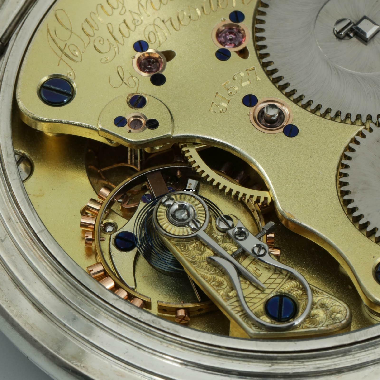 Thumbnail von A. Lange & Söhne neuwertige Silber Taschenuhr 1A Original Etui Gangschein der Sternwarte 1893 </h1>