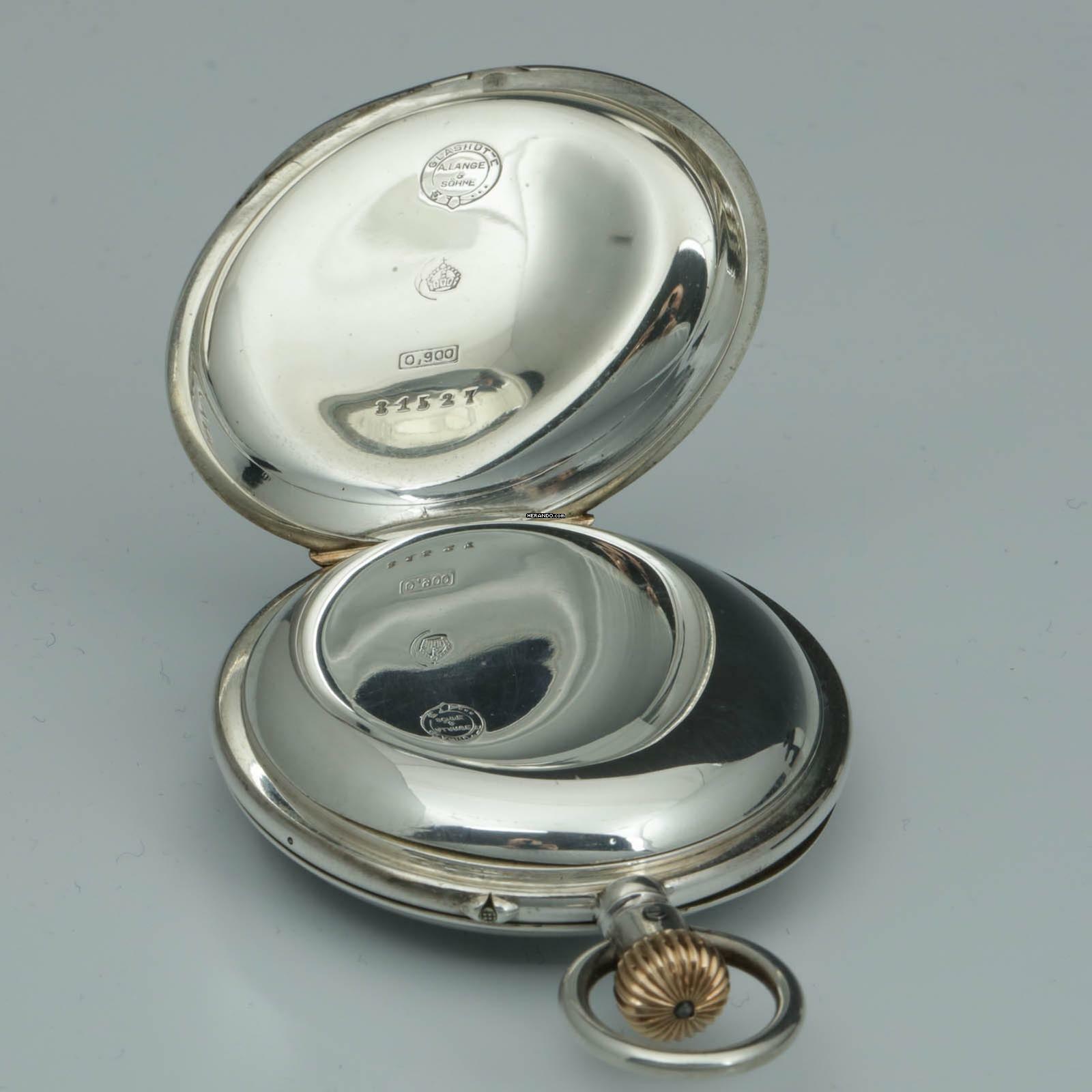 Thumbnail von A. Lange & Söhne neuwertige Silber Taschenuhr 1A Original Etui Gangschein der Sternwarte 1893 </h1>