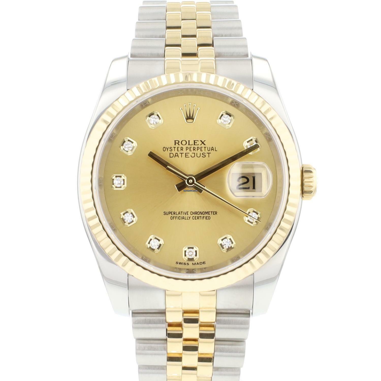 Rolex Datejust 36 Steel Gold Jubilee Fluted Champagne Diamond Dial </h1>