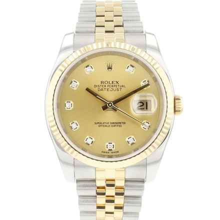  Rolex Datejust 36 Steel Gold Jubilee Fluted Champagne Diamond Dial </h1> 