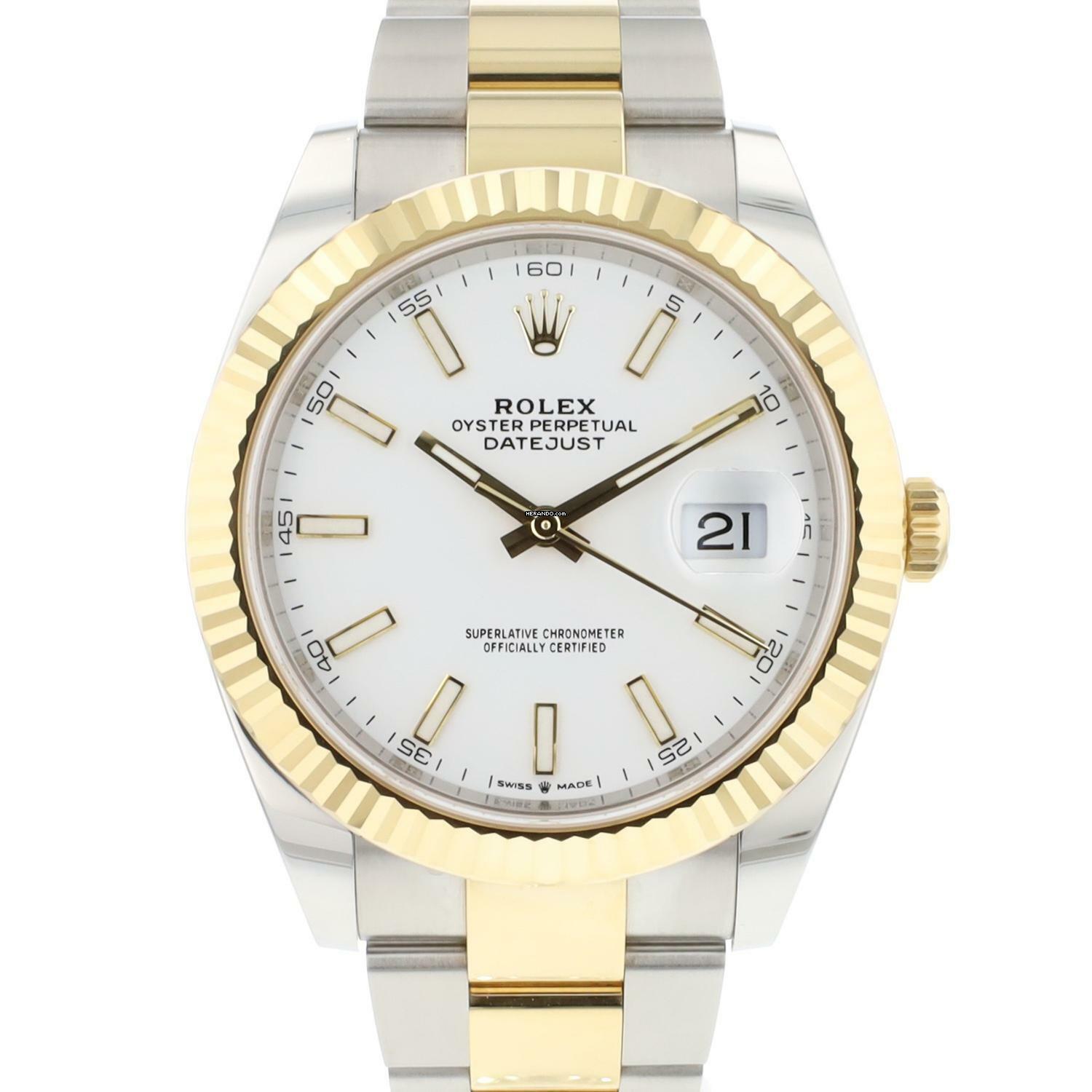  Rolex Datejust 41 Steel Gold Oyster Fluted White Dial NEW '23 </h1> 
