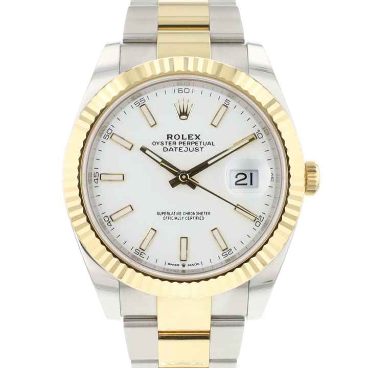  Rolex Datejust 41 Steel Gold Oyster Fluted White Dial NEW '23 </h1> 
