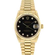 Thumbnail von Rolex Datejust 31 Midsize President Yellow Gold Factory Black Diamond Dial </h1>