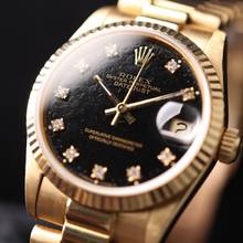 Thumbnail von Rolex Datejust 31 Midsize President Yellow Gold Factory Black Diamond Dial </h1>