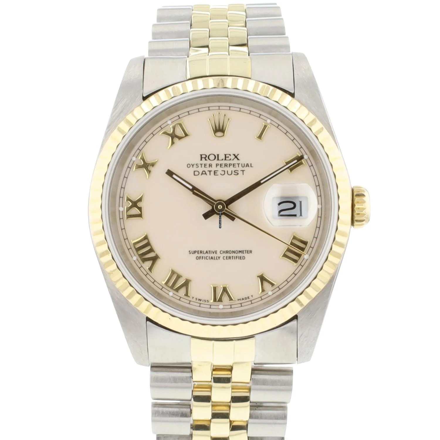 Rolex Datejust 36 Steel Gold Jubilee Fluted Creme Roman Dial </h1>