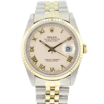  Rolex Datejust 36 Steel Gold Jubilee Fluted Creme Roman Dial </h1> 