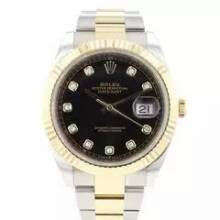 Thumbnail von Rolex Datejust 41 Steel Gold Oyster Fluted Black Diamond Dial </h1>