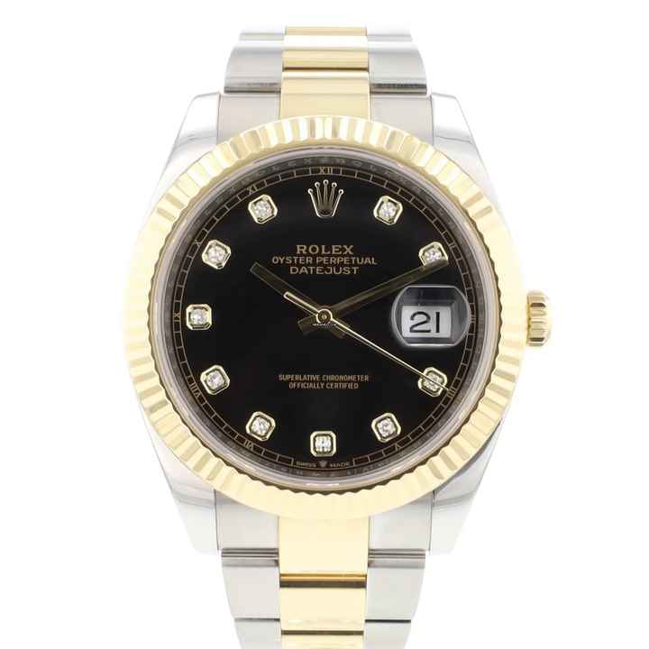  Rolex Datejust 41 Steel Gold Oyster Fluted Black Diamond Dial </h1> 