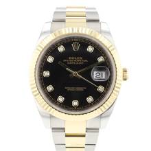 Thumbnail von Rolex Datejust 41 Steel Gold Oyster Fluted Black Diamond Dial </h1>