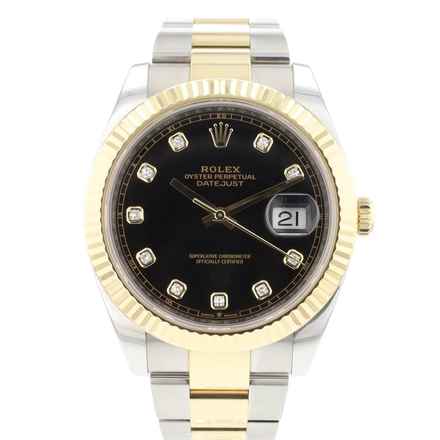  Rolex Datejust 41 Steel Gold Oyster Fluted Black Diamond Dial </h1> 