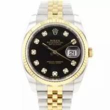 Thumbnail von Rolex Datejust 36 Steel Gold Jubilee Fluted Black Diamond Dial </h1>