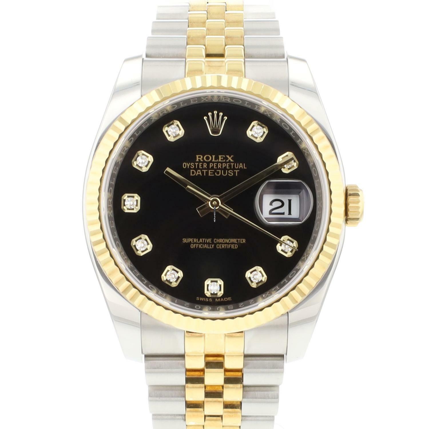 Rolex Datejust 36 Steel Gold Jubilee Fluted Black Diamond Dial </h1>