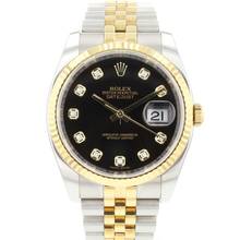 Thumbnail von Rolex Datejust 36 Steel Gold Jubilee Fluted Black Diamond Dial </h1>