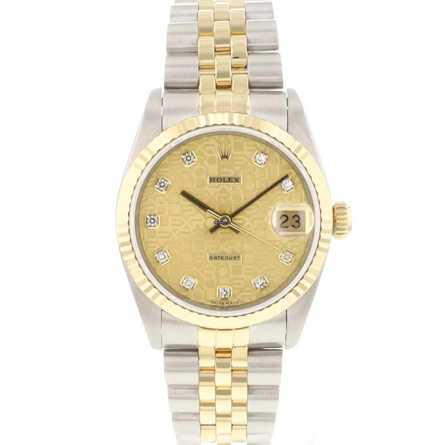  Rolex Datejust 31 31MM Steel Gold Jubilee Fluted Diamond Logo Dial </h1> 