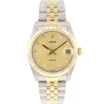  Rolex Datejust 31 31MM Steel Gold Jubilee Fluted Diamond Logo Dial </h1> 