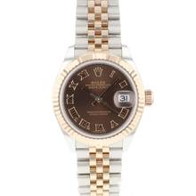 Thumbnail von Rolex Lady-Datejust 28 Steel Everose Gold Jubilee Fluted Choco Roman Dial