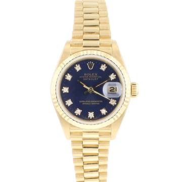  Rolex Lady-Datejust 26 Yellow Gold President Blue Diamond Dial </h1> 