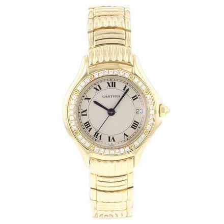  Cartier Cougar Yellow Gold Diamonds Quartz  