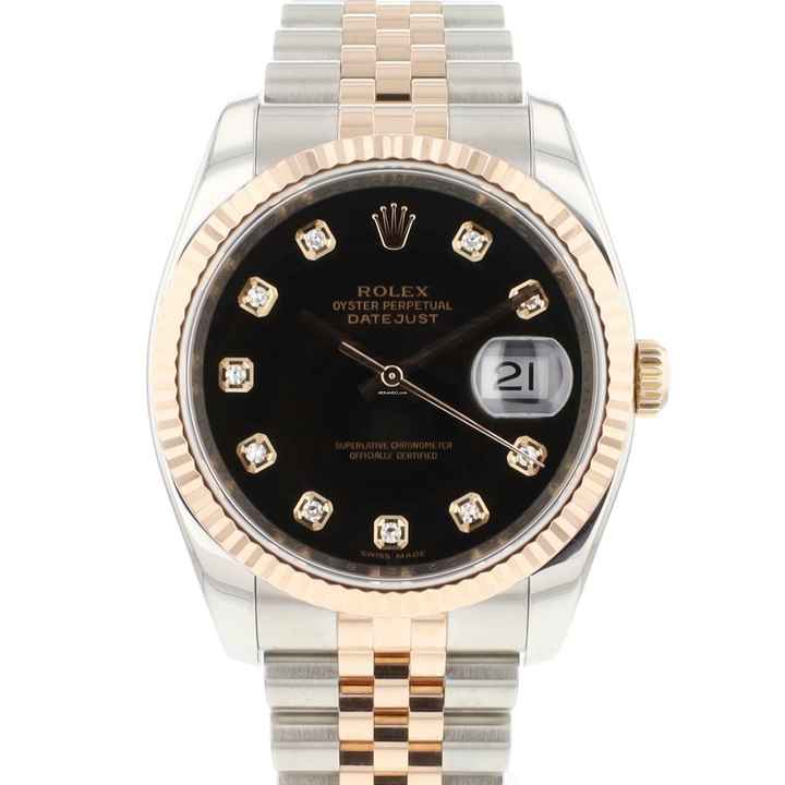  Rolex Datejust 36 Steel / Everose Jubilee Fluted Black Diamond Dial </h1> 